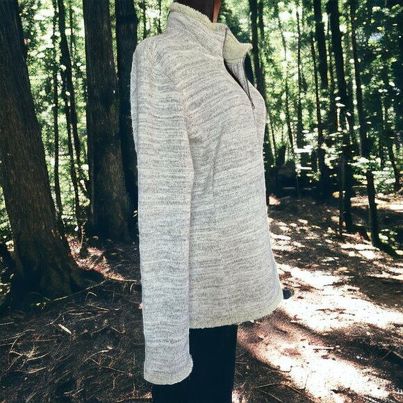 KUHL ( XL ) ALASKA 1/4 ZIP "ASH" Shearling Trim Princess Line Sweater/Shirt - Picture 3 of 7